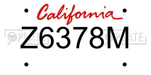 Z6378M California License Plate