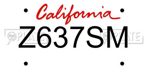 Z637SM California License Plate