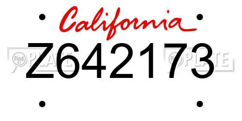 Z642173 California License Plate