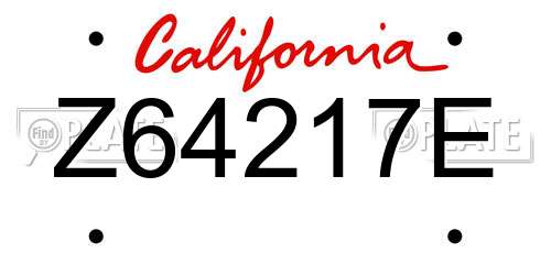 Z64217E California License Plate