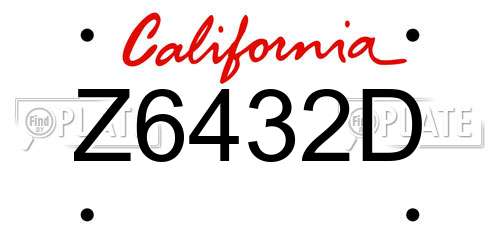 Z6432D California License Plate