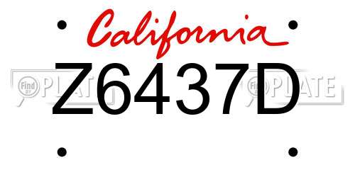 Z6437D California License Plate