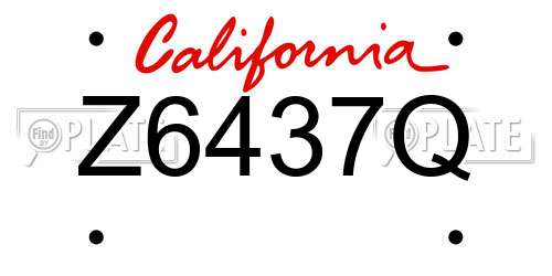 Z6437Q California License Plate