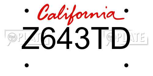 Z643TD California License Plate