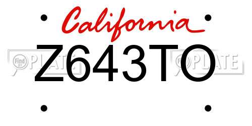Z643TO California License Plate