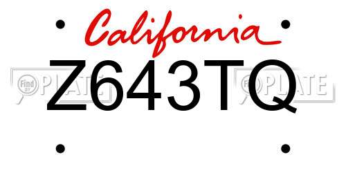 Z643TQ California License Plate