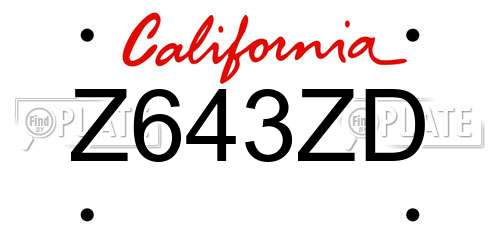 Z643ZD California License Plate