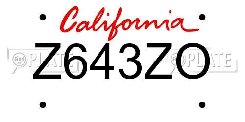 Z643ZO California License Plate