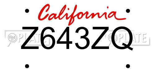 Z643ZQ California License Plate