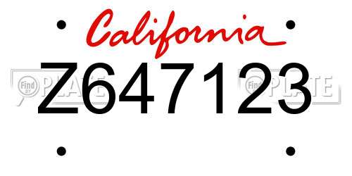 Z647123 California License Plate