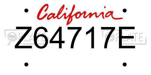 Z64717E California License Plate