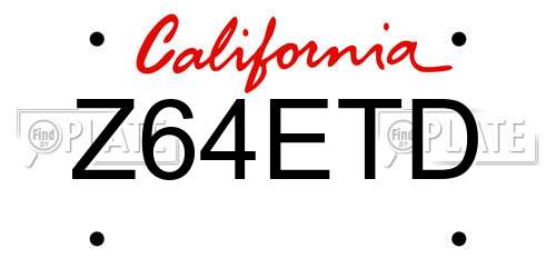 Z64ETD California License Plate