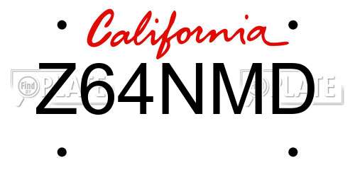 Z64NMD California License Plate