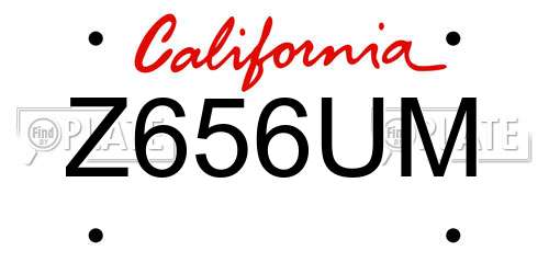 Z656UM California License Plate