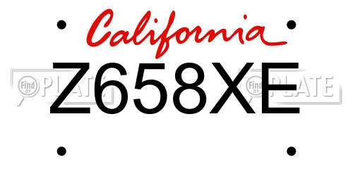 Z658XE California License Plate