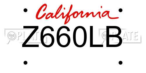 Z660LB California License Plate