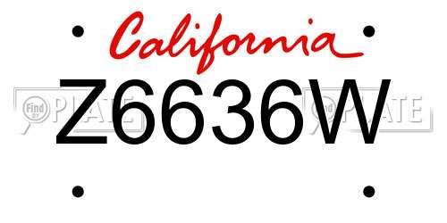 Z6636W California License Plate