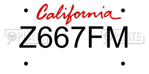 Z667FM California License Plate