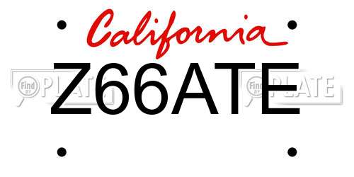 Z66ATE California License Plate
