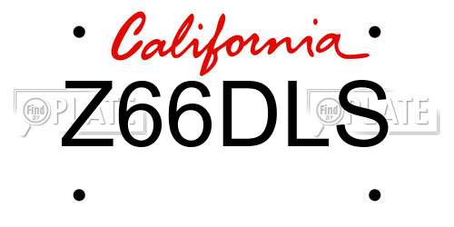 Z66DLS California License Plate