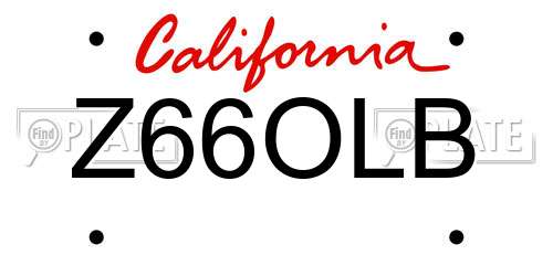 Z66OLB California License Plate