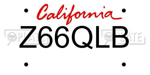 Z66QLB California License Plate