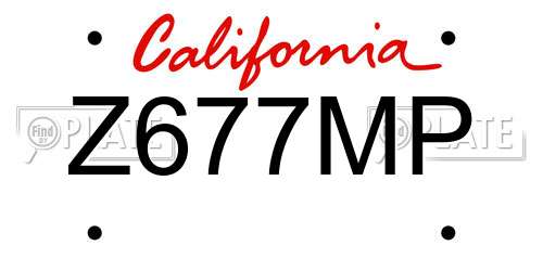 Z677MP California License Plate