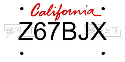 Z67BJX California License Plate