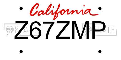 Z67ZMP California License Plate