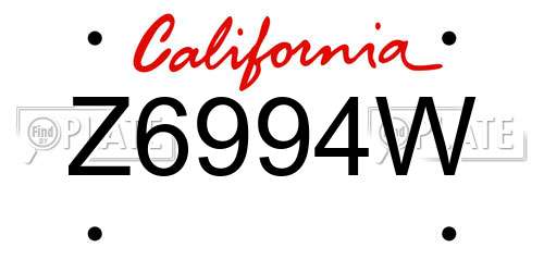 Z6994W California License Plate