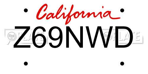 Z69NWD California License Plate