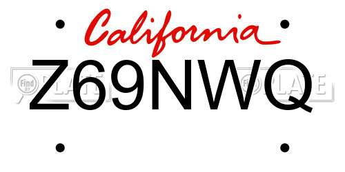 Z69NWQ California License Plate