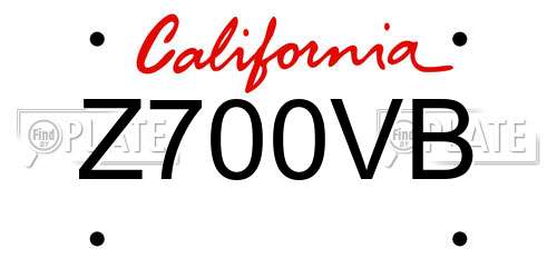 Z700VB California License Plate