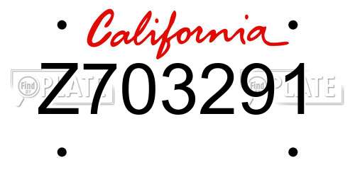 Z703291 California License Plate
