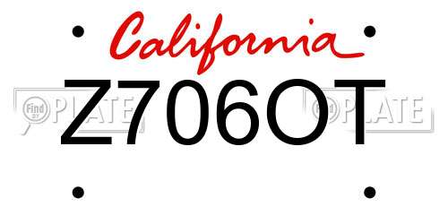 Z706OT California License Plate