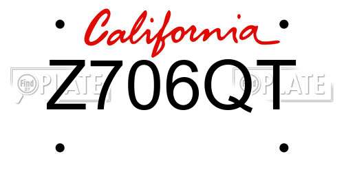 Z706QT California License Plate
