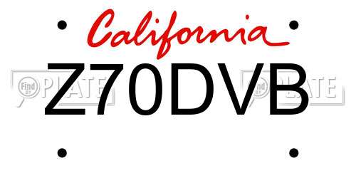 Z70DVB California License Plate