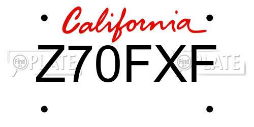 Z70FXF California License Plate