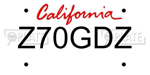 Z70GDZ California License Plate