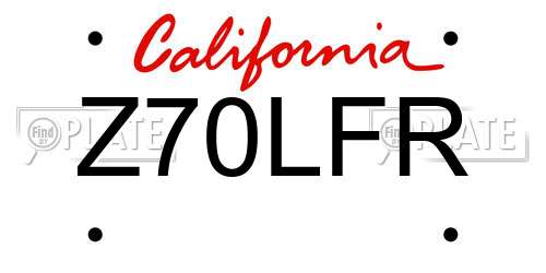 Z70LFR California License Plate