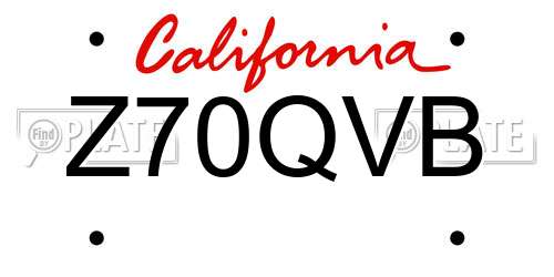Z70QVB California License Plate