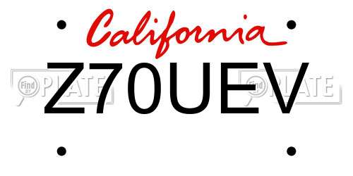 Z70UEV California License Plate