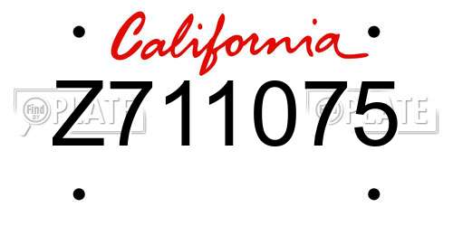 Z711075 California License Plate