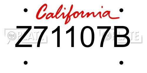 Z71107B California License Plate