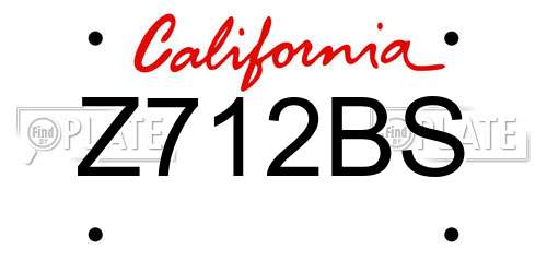 Z712BS California License Plate