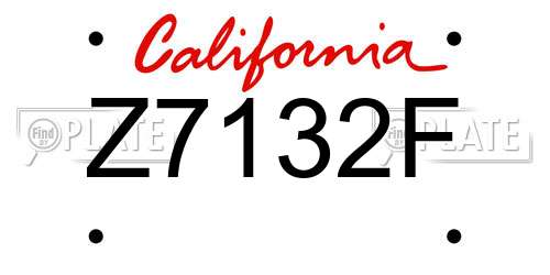 Z7132F California License Plate