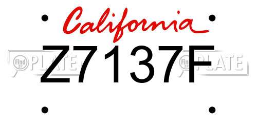 Z7137F California License Plate