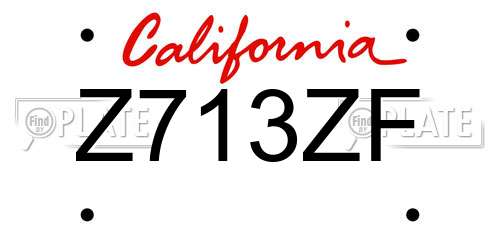Z713ZF California License Plate