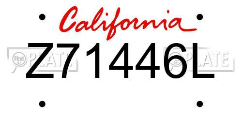 Z71446L California License Plate