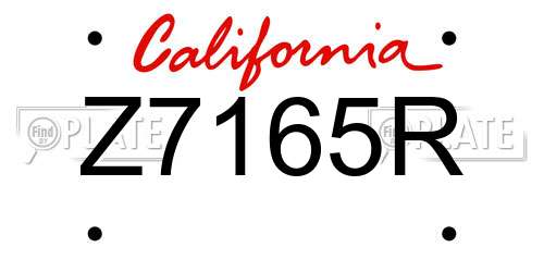 Z7165R California License Plate